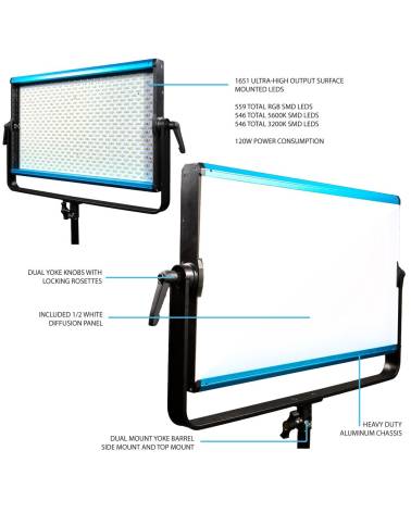 Dracast X Series LED2000 RGB and Bi-Color LED Video Light Panel with V-Mount Battery Plate